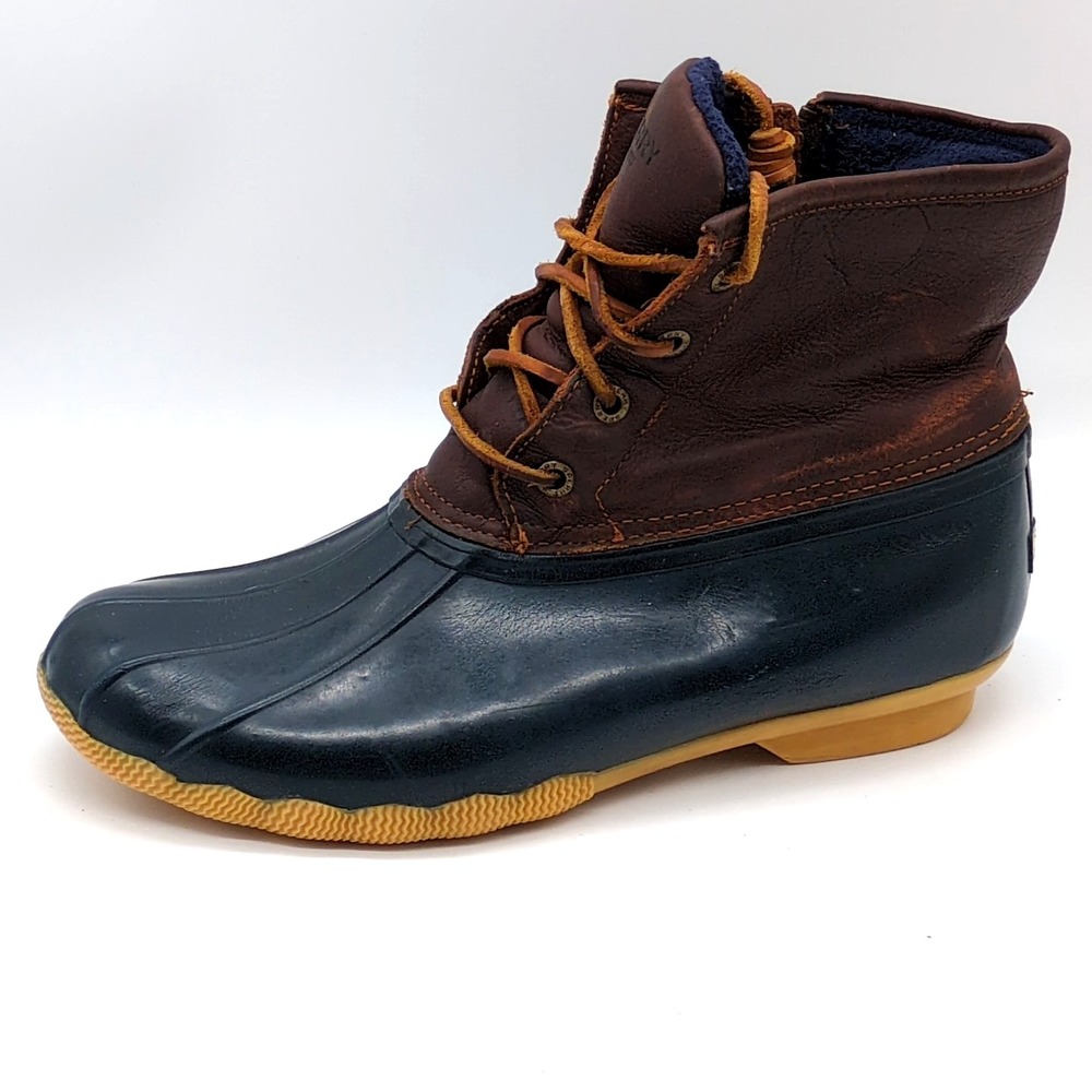 Sperry Shoes Womens Saltwater Brown 8.5 Waterproof Duck Boot Zip Laces‎ STS91175